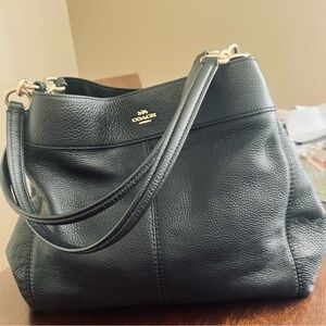 Coach Black Pebbled Leather Shoulder Bag